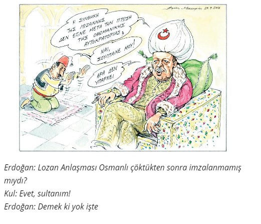 Yunan gazetesinde Erdoğan ve Lozan karikatürü