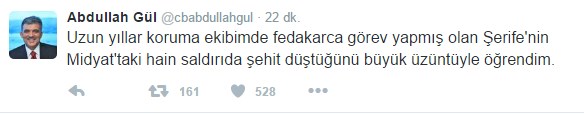 Abdullah Gül'ün eski koruması şehit oldu