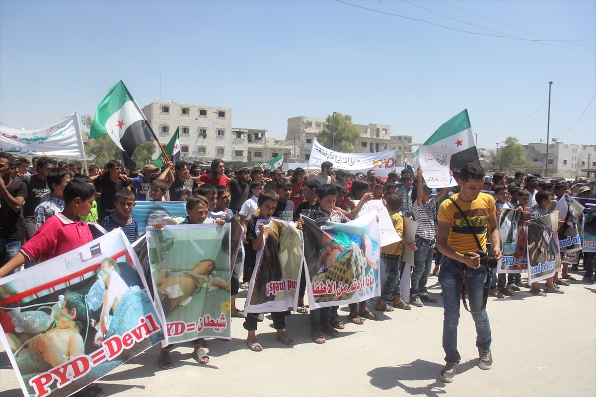 Bab'ta terör örgütü PKK/PYD karşıtı gösteri