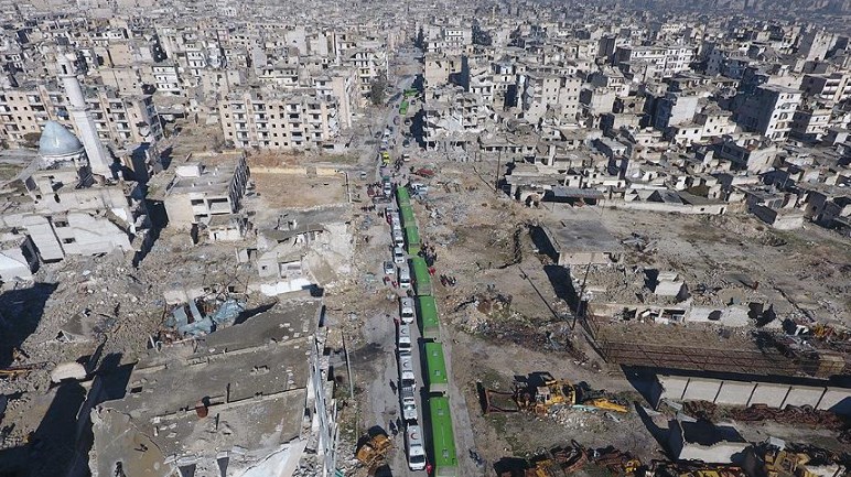 Halep'te otobüslerin kalktığı yerde patlama