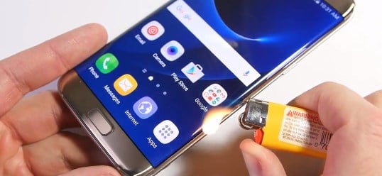 Samsung S7 Edge çakmakla yakıldı İZLE