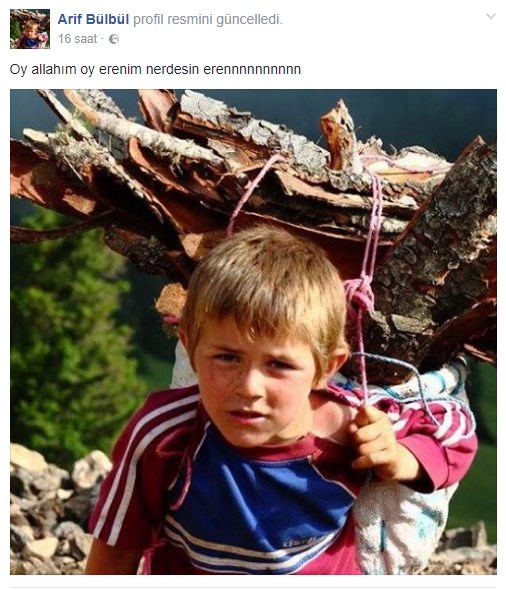 Eren Bülbül'ün 10 yaşında odun taşırken çekilen fotoğrafı