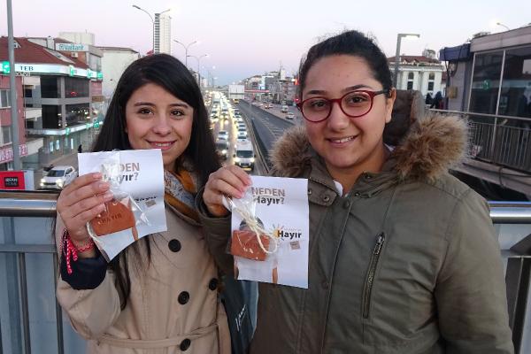 CHPli gençler 'hayır' kurabiyesi dağıttı