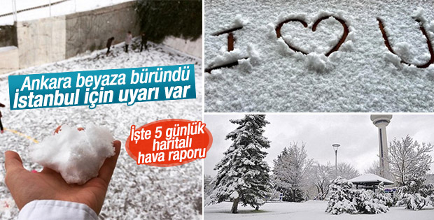 Ankara'ya kar yağdı