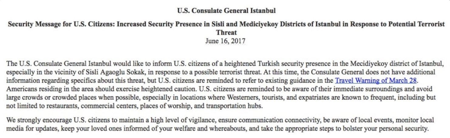 ABD İstanbul'da 'terör uyarısı' yaptı