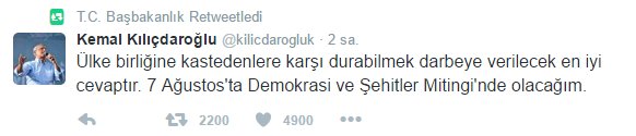 Başbakan'dan Kılıçdaroğlu'na jest
