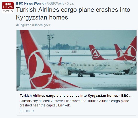 Kırgızistan'da düşen uçağın THY ile alakası yok