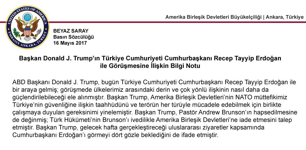 Trump, Erdoğan'dan FETÖ'den tutuklanan papazı istedi
