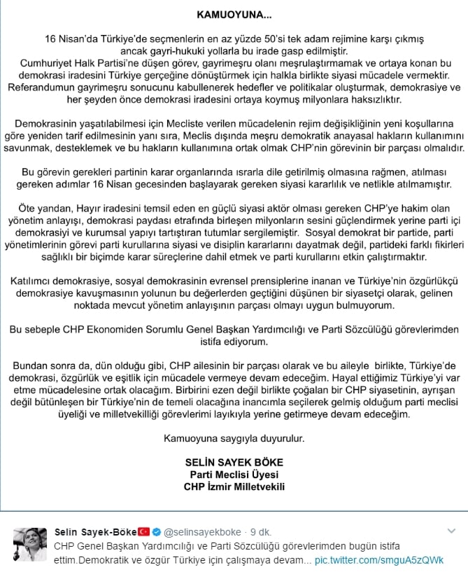 Selin Sayek Böke CHP'deki görevlerinden istifa etti