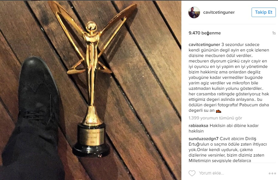 Diriliş Ertuğrul'un yapımcısı Altın Kelebek ödülünü geri verdi