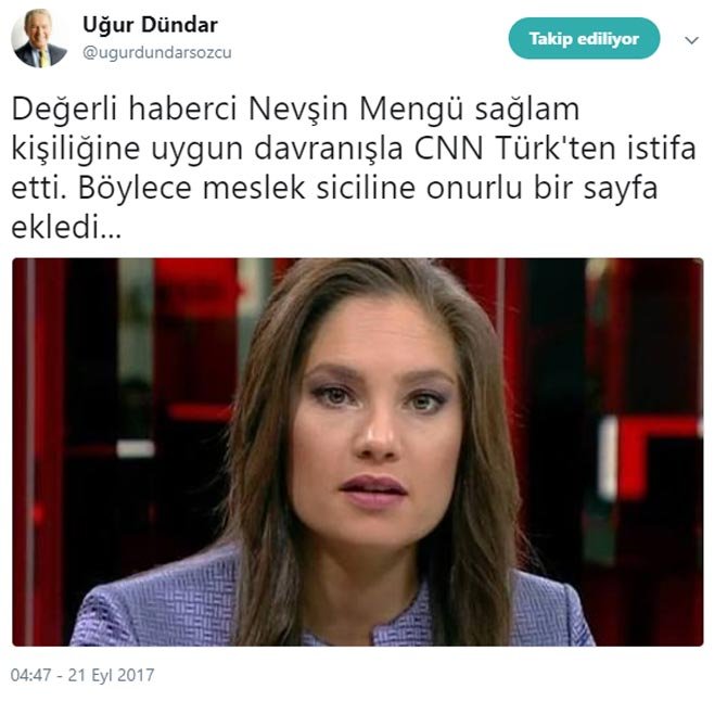 CNN Türk Nevşin Mengü'nün işine son verdi