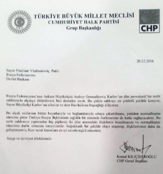 Kılıçdaroğlu'dan Putin'e mektup