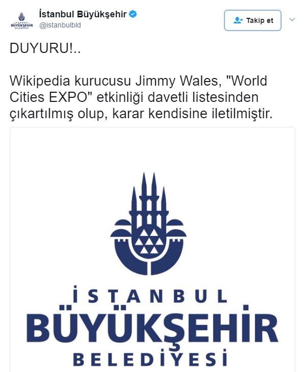 Wikipedia'nın kurucusu Türkiye'ye gelmiyor