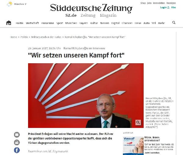 Kılıçdaroğlu, Alman gazetesine konuştu