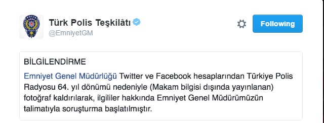 Emniyet'in Twitter hesabından FETÖ mesajı verdiler