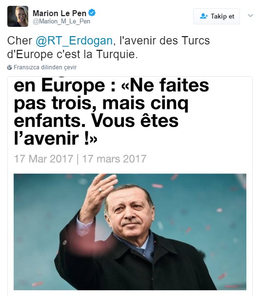 Marion Marechal Le Pen'den küstah tweet