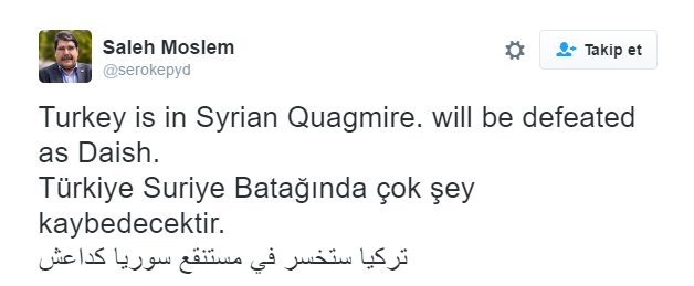 PYD lideri Salih Müslim'den küstah Suriye tweet'i