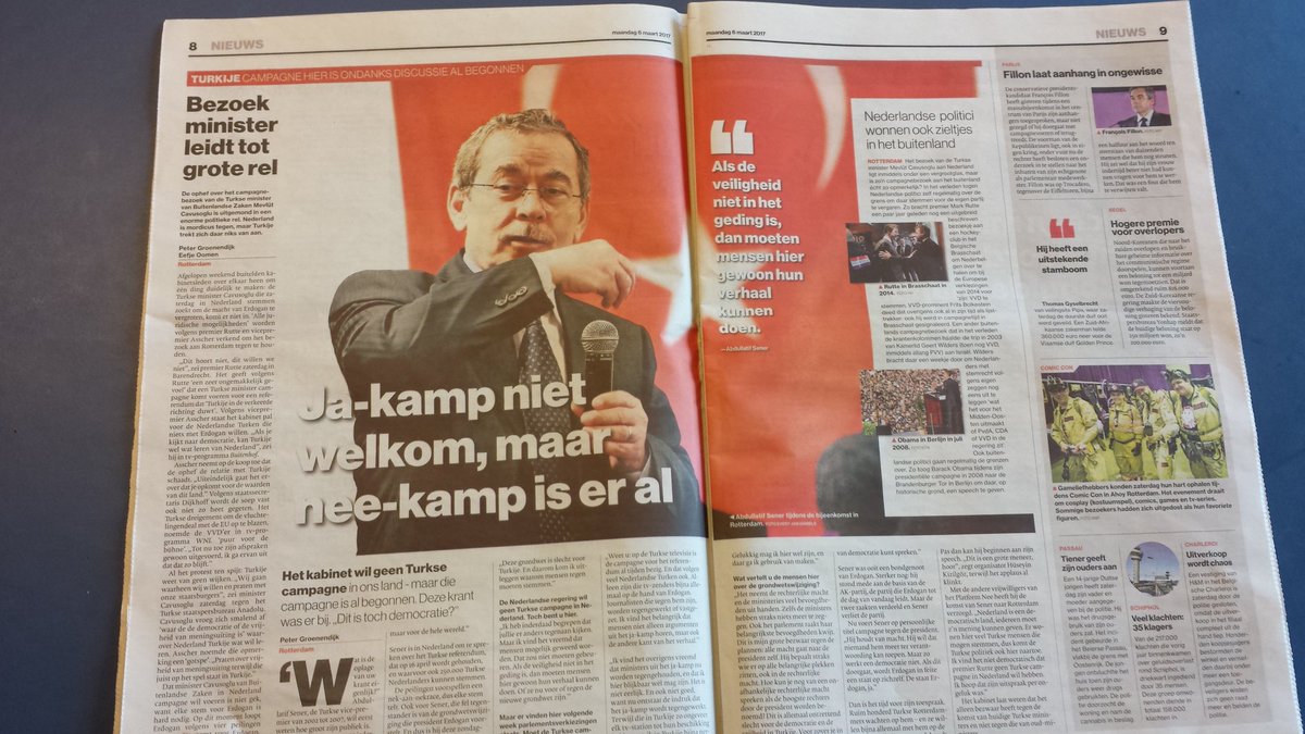 Hollanda gazetesi Abdüllatif Şener'e 2 sayfa yer ayırdı