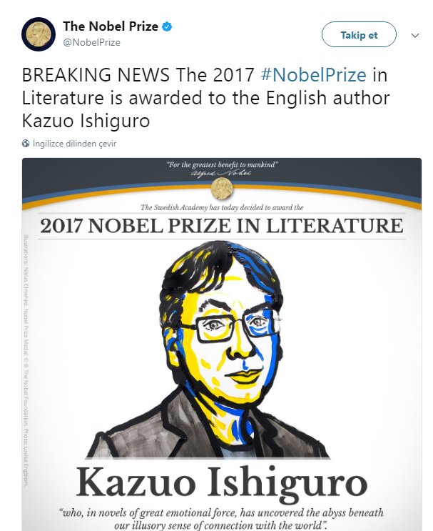 Nobel edebiyat ödülü sahibini buldu