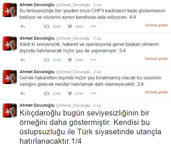 Davutoğlu: Kılıçdaroğlu Türk siyasetinde utançla hatırlanacaktır