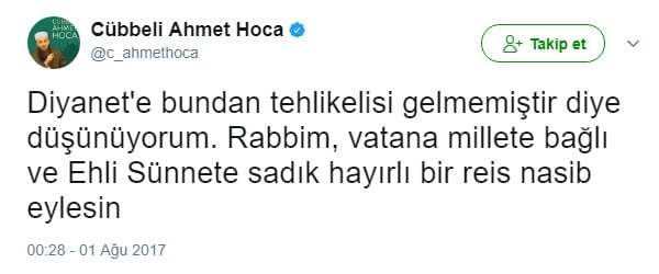 Cübbeli'den Mehmet Görmez'e hakaret